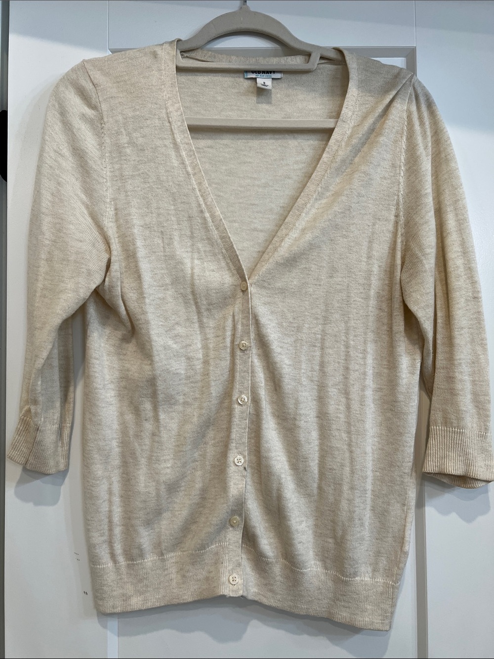 Old Navy Cream V-Neck Button Cardigan